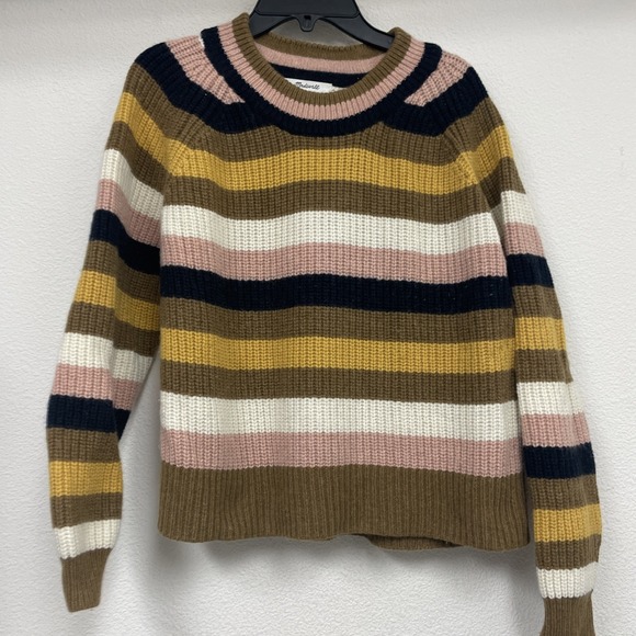 Madewell Sweaters - Madewell Merino Wool‎ Blend Striped Crewneck Sweater XS K5438 Multi Color HO18